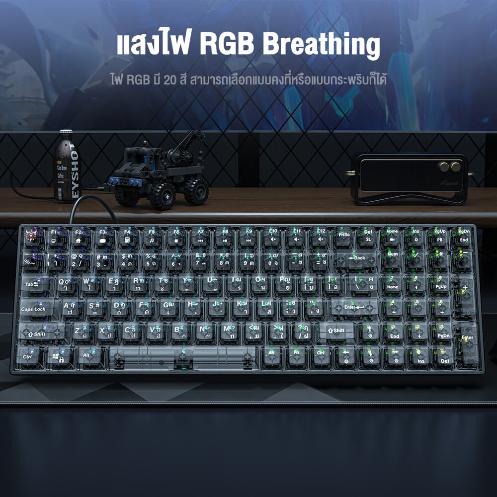คีย์บอร์ดเกมมิ่ง ONIKUMA HIKARI GAMING KEYBOARD - สีดำ (BLUE SWITCH) (TH/EN)_3